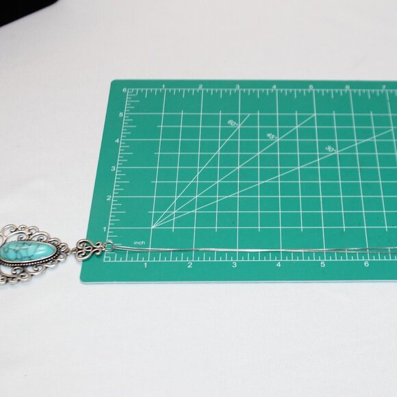Silver and Turquoise Pendant on a Sterling Silver Necklace - Picture 10 of 14